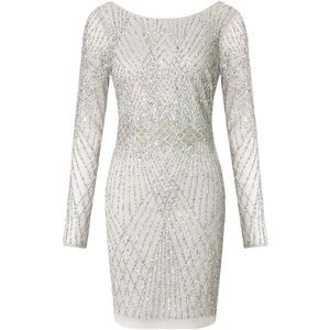 Aidan Mattox Long Sleeve Beaded Cocktail Dress Sz4